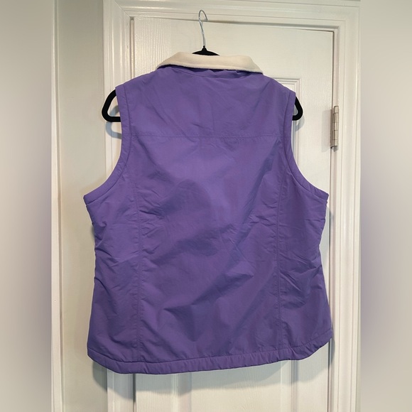 L.L. Bean Size M Purple White Full Zip Fleece Lined Soft Shell Vest Zip Pkckets - Picture 4 of 10
